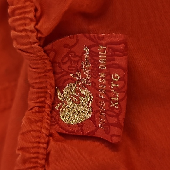 VTG APPLE BOTTOMS Coral Button Down Off Shoulder Babydoll Blouse XL - Picture 9 of 12